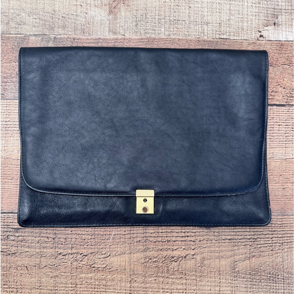 Executive Leather Document Portfolio with Brass Lock
